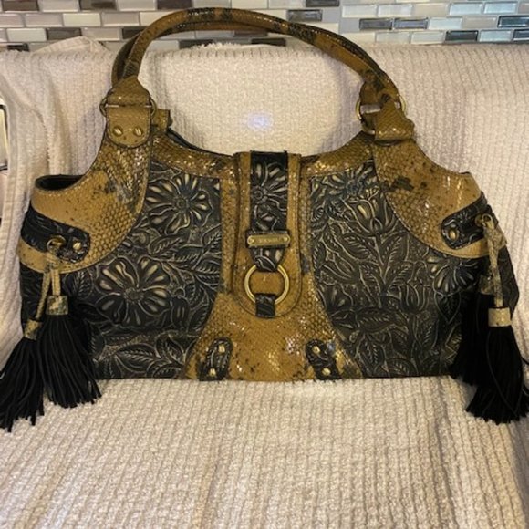 Sharif Handbags - Sharif Studio Black/Snakeskin Leather Purse
